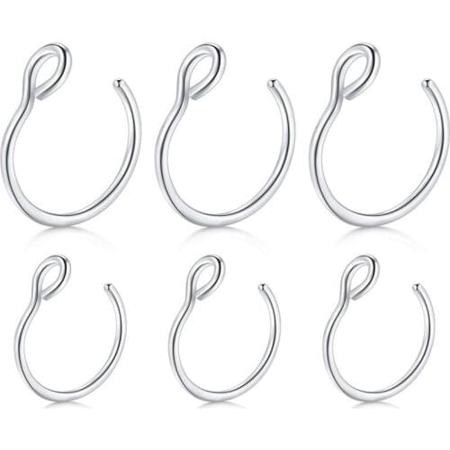 Fake Nose Ring, 20G Faux Piercing Jewelry 8mm 10mm Fake Nose Ring Hoop for Faux Lip Septum Nose Ring Set