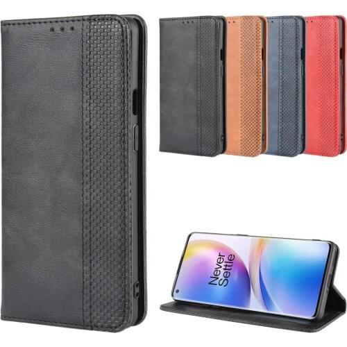 Luxury Retro Slim Leather Flip Cover For OnePlus 8 Pro Case Wallet Card Stand Magnetic Book Cover For One Plus 8 Pro Cases