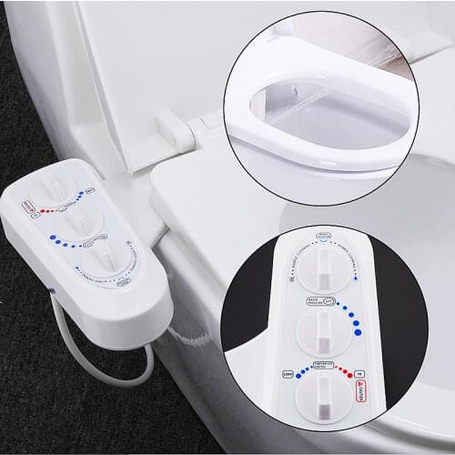 Bidet Toilet Seat Attachment Ultra-thin Non-electric Self-cleaning Dual Nozzles Bidet Sprayer Hot Cold Water Shower Bidet