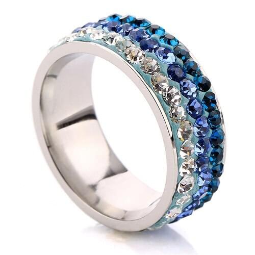 Mix 6/7/8/9# Wholesale Fashion Stainless Steel Crystal Rings Multicolor Crystal Jewelry
