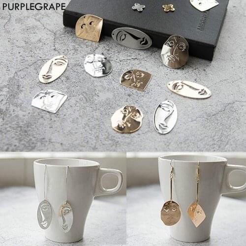 Alloy abstract face modeling DIY earrings jewelry accessories making personality 2pcs PURPLEGRAPE