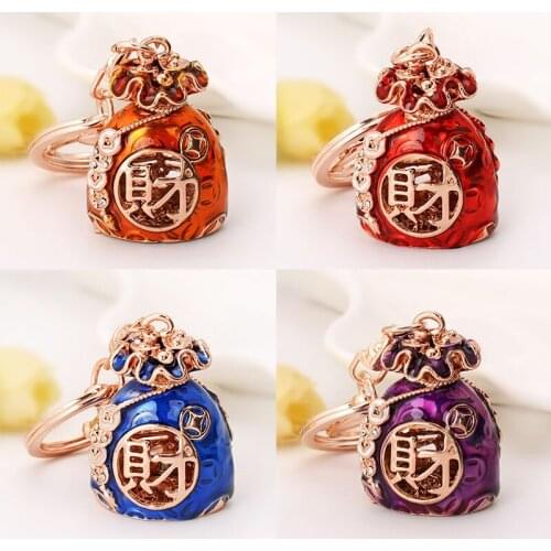Rhinestone-Crystal Lucky-Money-bag Purse Keychain Charm enamel-Pendant Handbag Bag Keychain Key Ring Holder Souvenirs