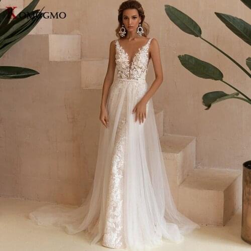 Luxury Sleeveless Detachable Train Embroidery Appliques Tulle Mermaid Wedding Dress Custom Made Deep V-Neck 2 IN 1 Bridal Gown