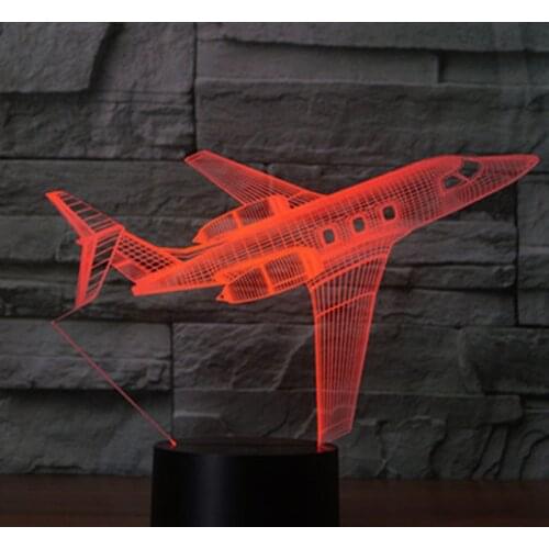 3D LED Night Light Passenger Aircraft Plane with 7 Colors Light for Home Decoration Lamp Amazing Visualization Optical