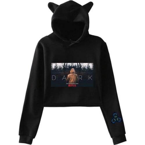 Dark season spring new hot kawaii cat ear cotton hoodie ladies all-match casual hooded pullover loose sexy streetwear hoodie top