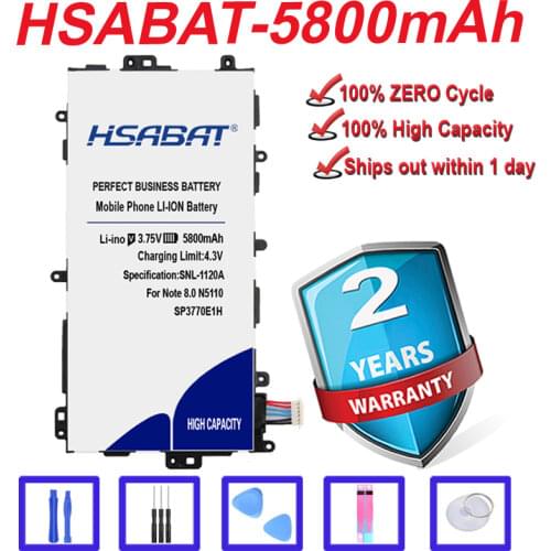 Top Brand HSABAT 100% New 5500mAh SP3770E1H Battery for Samsung Galaxy Note 8.0 N5100 N5120 N5110 GT-N5100 GT-N5110 in stock