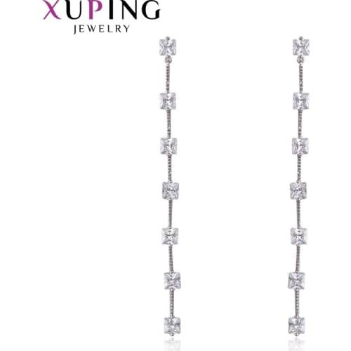 Xuping Jewelry Fashion Temperament Rhodium Plated Long Earrings for Women Thanksgiving Day Gifts 93533