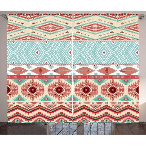 Aztec Curtain Ethnic Culture Decoration Curtains for Bedroom Kitchen Window Treatments Valance Curtains for Living Room