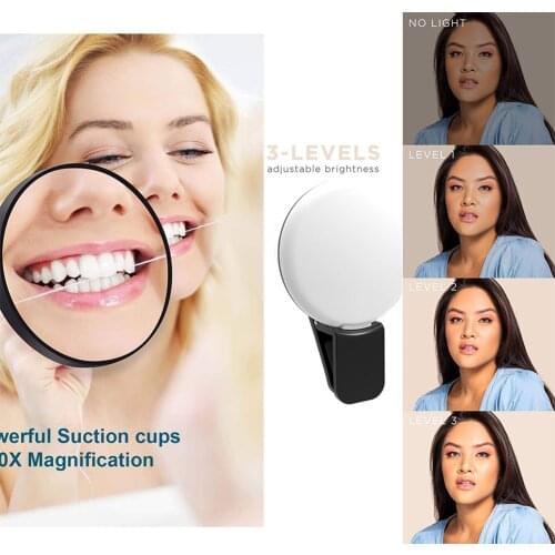 Durable Rechargeable 3-way Mirror For Self Diy Hair Cutting 360 Degrees Trifold Mirror With Led Light For Cut Trim Hairs At Home