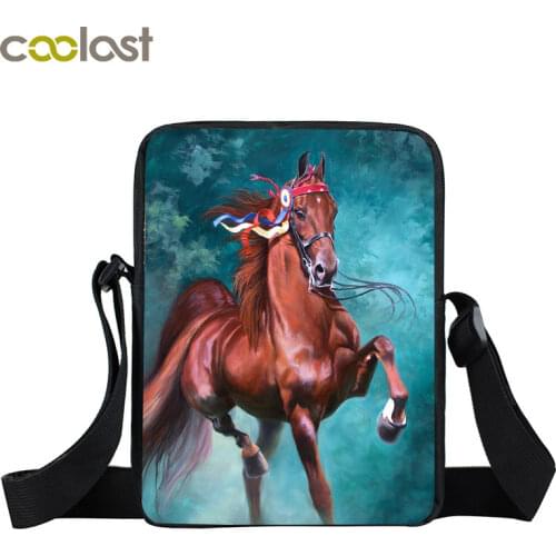 Animal Horse Mini Messenger Bag Women Handbag Small Satchel Cross Bag Girls Travel Bags Ladies Shoulder Bags Bookbag Gift