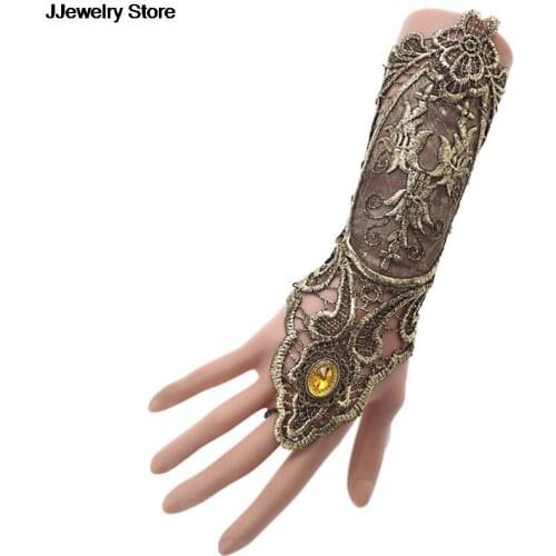 1pc Gothic Steampunk Lace Cuff Fingerless Glove Arm Warmer Bracelet Black Halloween Accessories Fashion And Sexy