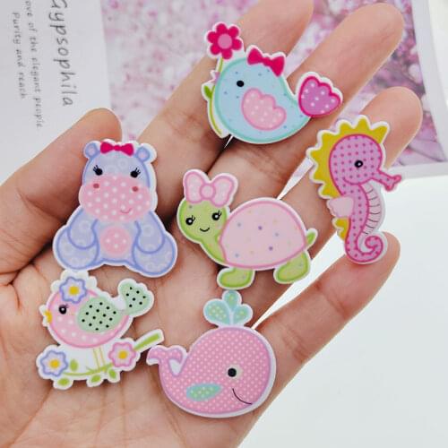 10pcs DIY planar resin cute animals birds turtle resin cabochons for kids hair clip cover