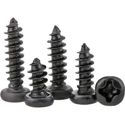 100Pcs/lot M1.4 M1.7 M2 M2.3 M3 Black Phillips Head Micro Screws Round Head Self-tapping Small Wood Screws