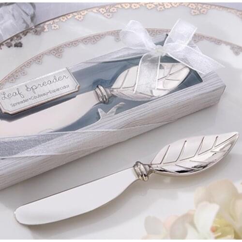 100pcs Chrome Leaf butter knife Spreader Valentines Day gift Christmas wedding favors SN1003