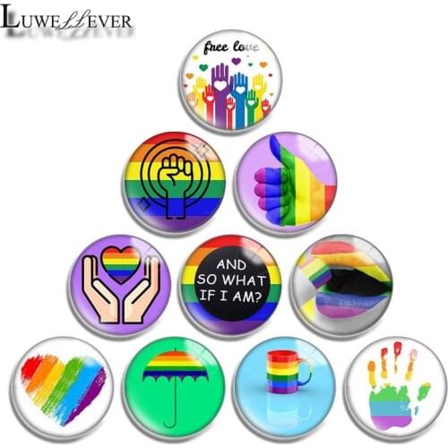 12mm 14mm 16mm 20mm 25mm 30mm 617 LGBT Mix Round Glass Cabochon Jewelry Finding 18mm Snap Button Charm Bracelet