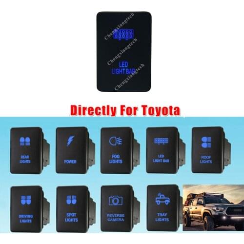 DIY Switch 12V 3Amp Blue LED LED LIGHT BAR Push Button Switch ON OFF For Toyota 2015 Hilux Prado 150 200 Rav4 + Wire