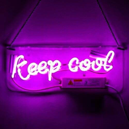 14“ Keep Cool Acrylic Custom Neon Light Lamp Sign Beer Bar Handmade Real Glass Decorate Home Wall Room Windows Tube Artwork