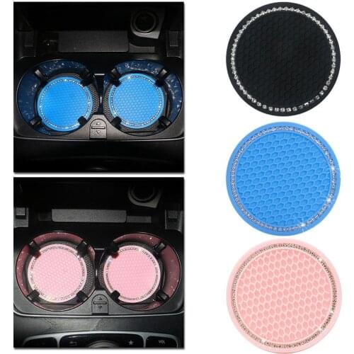 2pcs/1pc Car Coaster Water Cup Bottle Holder Anti-slip Pad Mat Silica Gel For Interior Decoration Car Styling Accessories