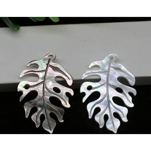 2pc Leaf Sea Shell Beads Accessories For Jewelry Making Carved Pearl Shell Loose Bead Shape Components DIY Findings DYL0023