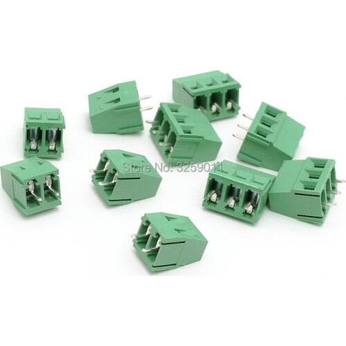 200 PCB Screw Universal Terminal block connector pitch 5.0MM 300V 10A 5.0mm KF 128-5.0-3P/128-2P Green Iron Assortment Kit