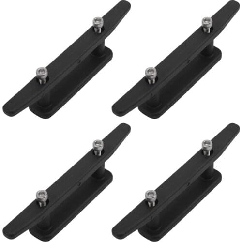 4 Pack of 6.5 Inch Black Anchor Cleat Kit with Screws Nylon Open Base Dock Cleat for Kayak Boat Canoe Mooring Deck Mount