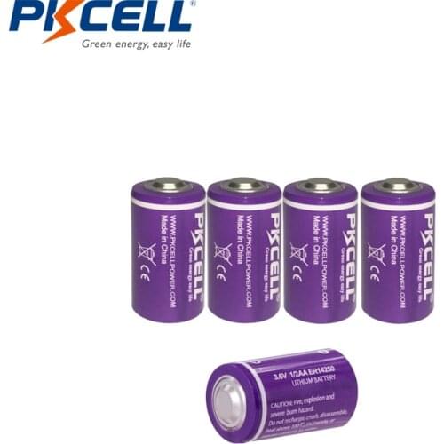 5Pcs*PKCELL 1/2AA Battery 14250 3.6V ER14250 1200Mah 1/2 AA LS 14250 Lithium Battery Batteries