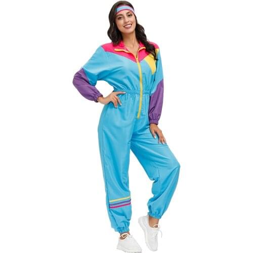 80s Retro Sportswear Halloween Costume For Women Carnival Party Suit Dress Up
