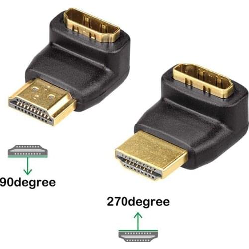 90 Degree + 270 Degree HDMI-compatible Male to Female Right Angle Adapter Connector HDMI-compatible Male to Female Connector Ada