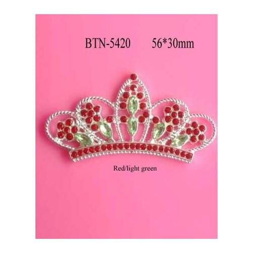 Free shipping 56*30mm flatback Christmas red/light green rhinestone tiara crown embellishment 50PCS (BTN-5420)