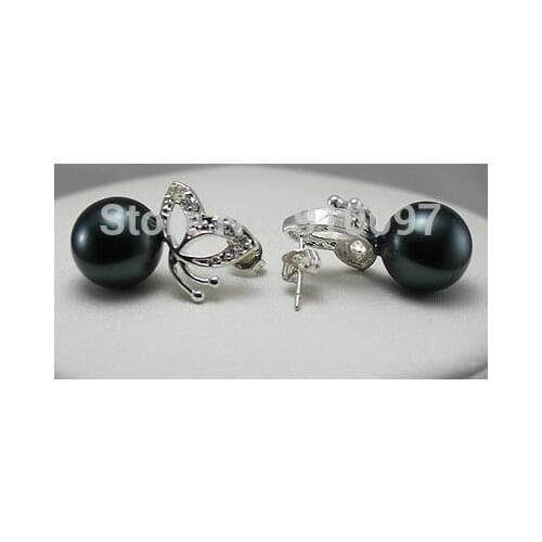 Livraison gratuite DDNoblest! noir AA Mer Shell Perle Boucle D'oreille A0422