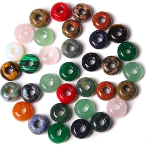 35 Kinds Natural 14-18 mm Malachite Stone Beads Polished 5-8 MM Coin Large Hole Pendant For DIY Making Jewelry Findings Necklace