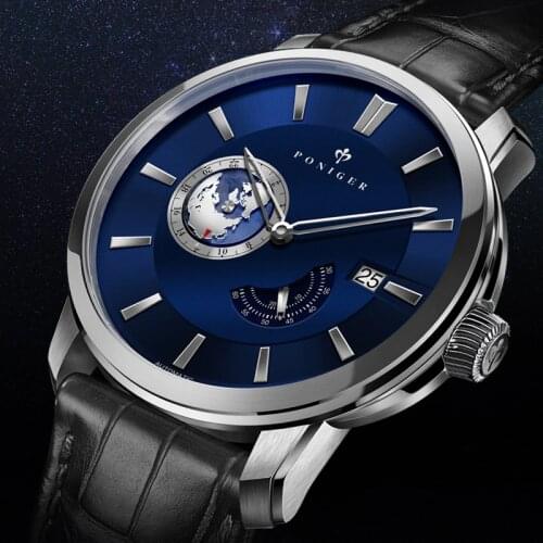 PONIGER Switzerland Luxury Brand Mens Watch Japan NH35A Automatic Mechanical Watches Men Sapphire 50M Waterproof Clock P523-1