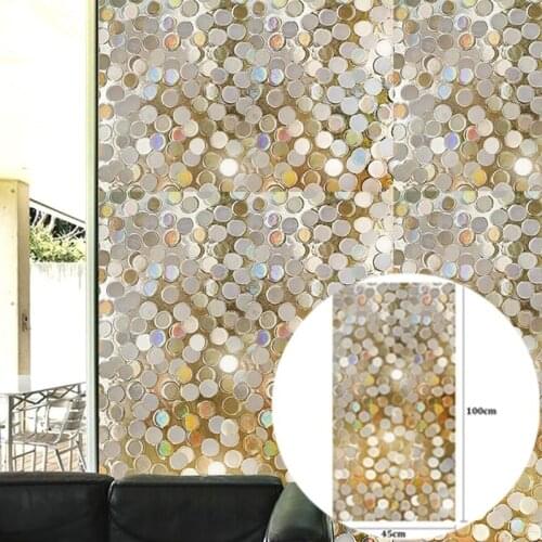 Glittering Home Bathroom Toilet Decorative Dot Sequins Shading Bedroom Grilles Glass Film 3D Window Sticker Waterproof 45x100cm