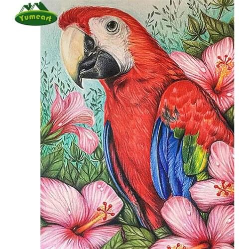 Home Decor DIY Diamond Painting By Number Parrot Flowers Diamond Embroidery Cross Stitch Full Square Pictures Diamond Mosaic Set