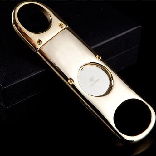 COHIBA Gadgets One Blade Stainless Steel Gold Tone Cigar Cutter Knife Pocket Travel Zigarre Cuban Smoking Accessories Tool 364F