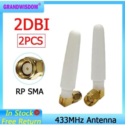 2pcs 433MHz Antenna 2.5dbi RP-SMA Connector Plug 433 mhz directional antena waterproof antenne for Lorawan watermeter Gasmeter
