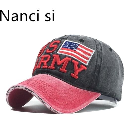 Nanci si USA ARMY Washed Baseball Cap Embroidery Cotton Snapback Caps Casquette Hats Fitted Casual Gorras Dad Hats For Men Women