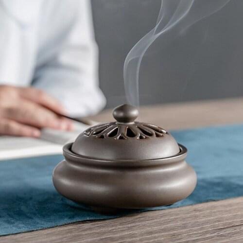Ceramic incense burner Pan incense burner Creative antique incense burner Home indoor gift sandalwood incense burner