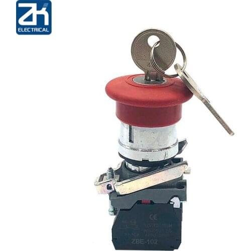 Key reset Key emergency stop button Button XB4-BS142 Mushroom head key switch