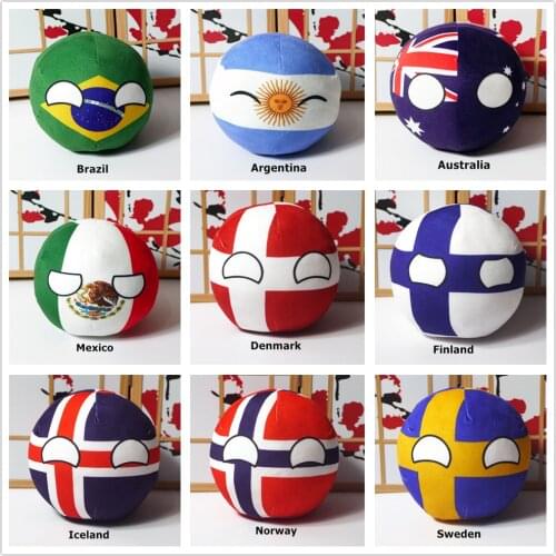 Polandball Plush Doll Countries National Ball Model Toy Brazil Portugal Mexico Countryball Football Plush Pillow Pendant 9-20cm