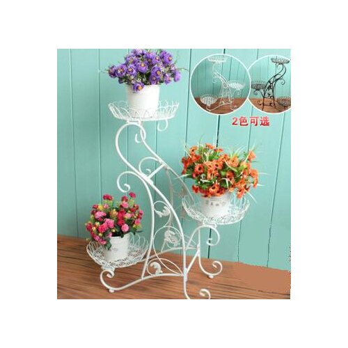 Europe type multilayer sitting room interior showy white floor type metal a few flower POTS