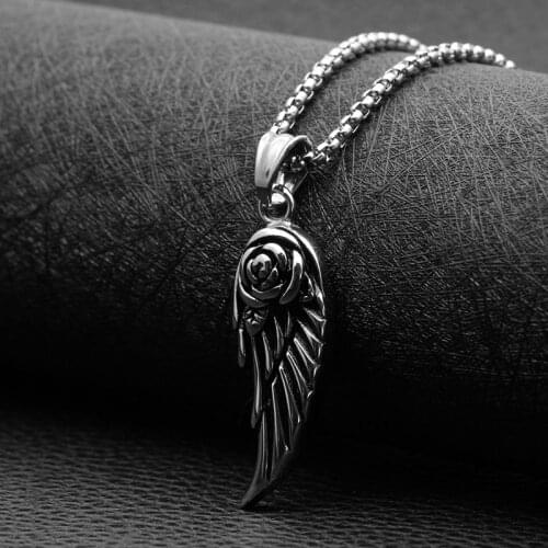Fashion titanium steel jewelry wings pendant stainless steel rose pendant retro trend jewelry new hot sale