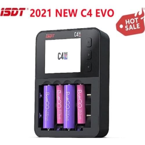 2021 New ISDT C4 EVO Smart Battery Charger Type-C QC3.0 Output for AA AAA Li-ion Battery IPS Display Screen and Fire Prevention