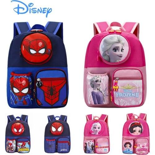 2021 Disney Frozen Spiderman New Schoolbag Cute Student School Kids Backpack Boys Girls Primary Bags Children Lighten Knapsack