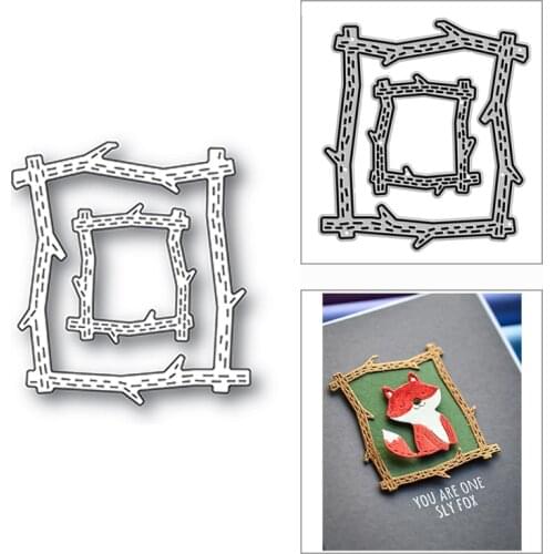 New 2021 Stitched Wooden Square Frame Metal Cutting Dies for DIY Scrapbooking and Card Making Decor Embossing Craft No Stamps
