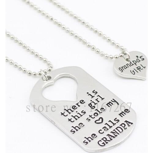 2016 new arrive Mothers' Day Jewelry "There is this girl she stole my heart she calls me Grandpa" Dog Tag Mens necklace&keychain