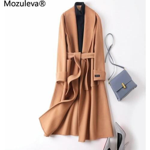 Mozuleva Double Sided Cashmere Wool Coat Female Autumn Winter Japanese Style Loose Long Woolen Coat Solid Color Outwear