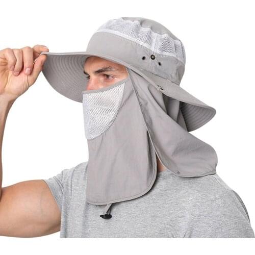 Fashion Summer Men Hats Wide Brim Male Large Bucket Hat Breathable Anti UV Beach Hiking Fishing Sun Bob Hat Cowboy Cap