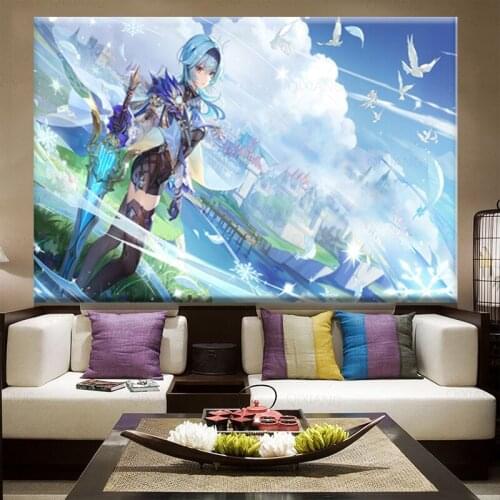 Genshin impact Game poster Vengeance Knight eula home decor hd painting wall painting bedroom anime Study Bedroom Bar Cafe Wall