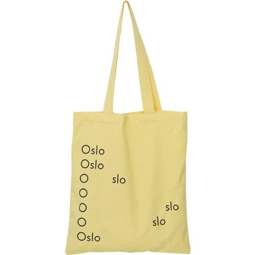 Casual Large-capacity Shopping Bag Fashion Yellow Letter Printed Shoulder Bag Womens Canvas Luxury Handbag